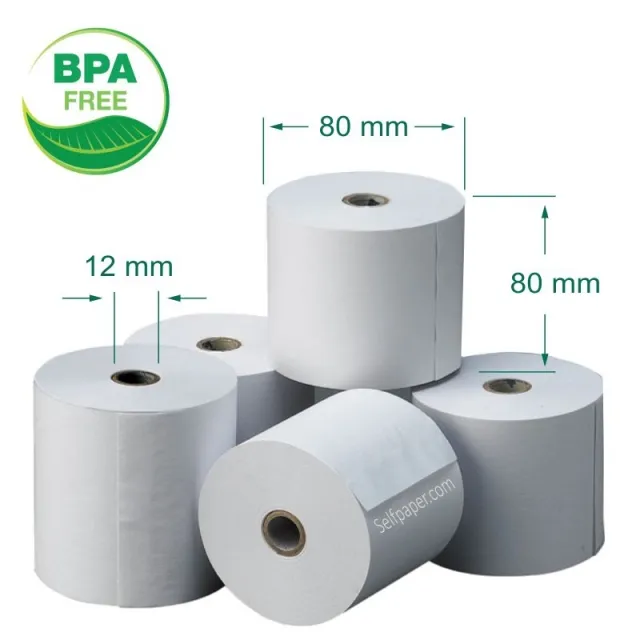 CAJA ROLLO PAPEL TERMICO SIN BISFENOL A 80x80mm (50 UDS)
